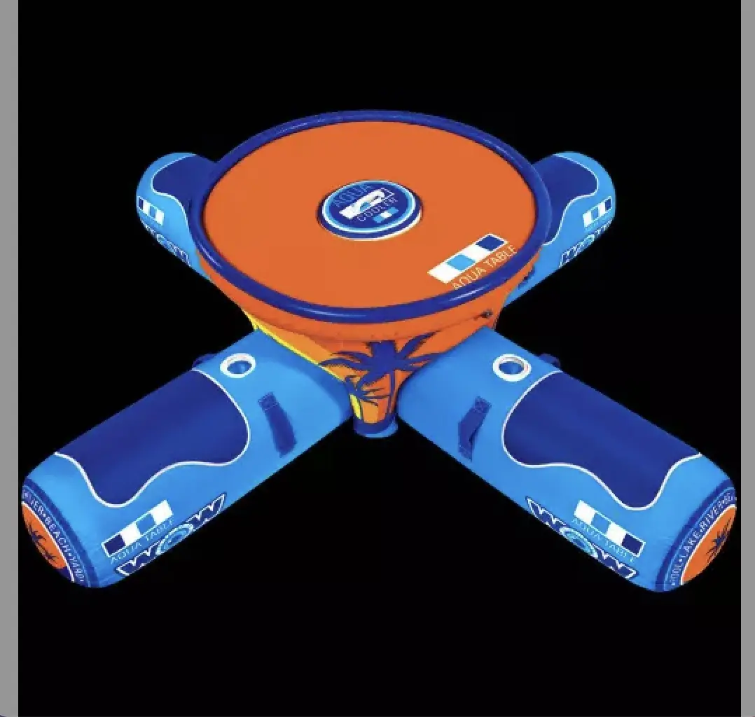 Custom inflatable floating island with ice bucket table swimming pool lake river floating 2-4 people island