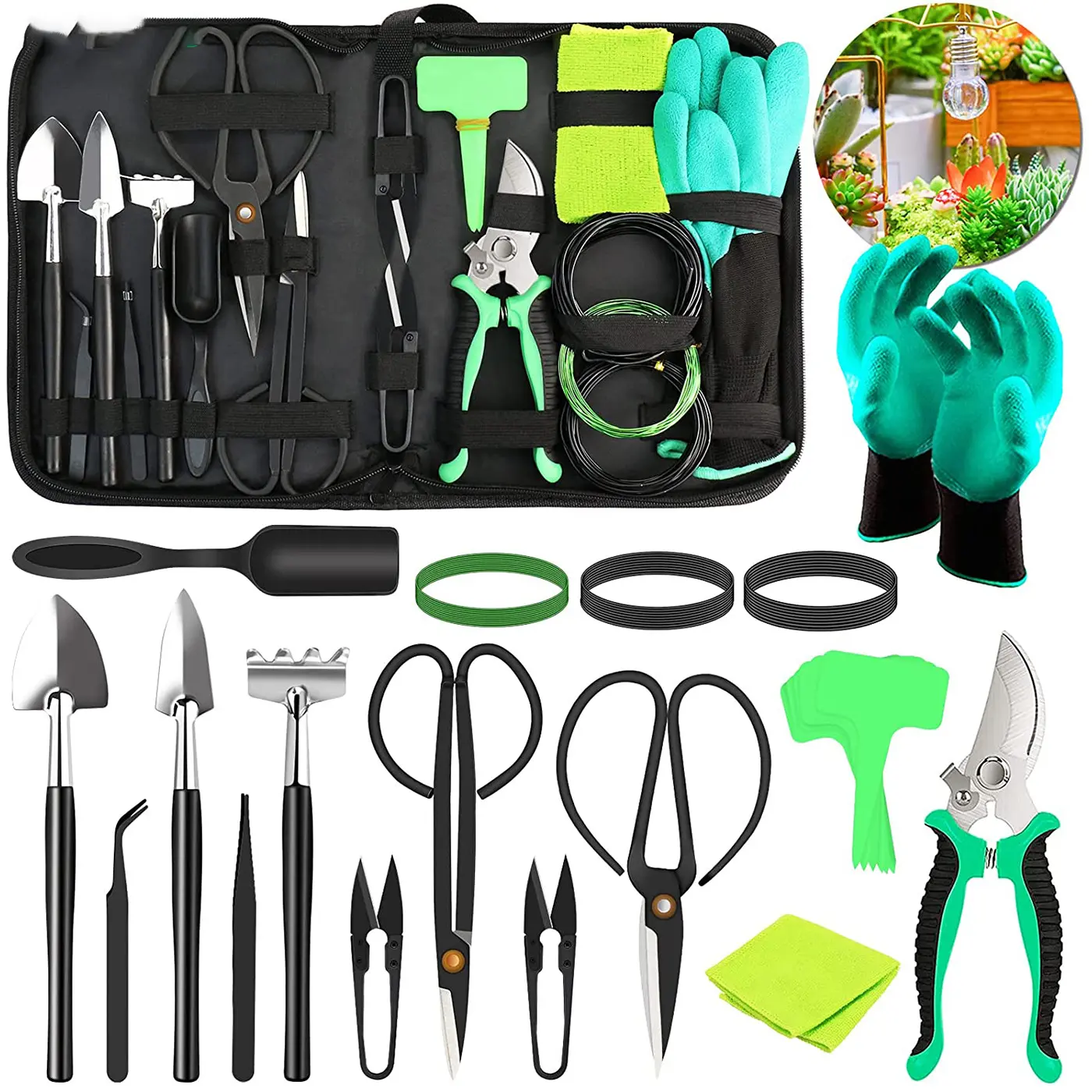 Garden tool set, succulent pruning, weeding, gardening, scissors, glove line, multifunctional potting tool set Featured Image
