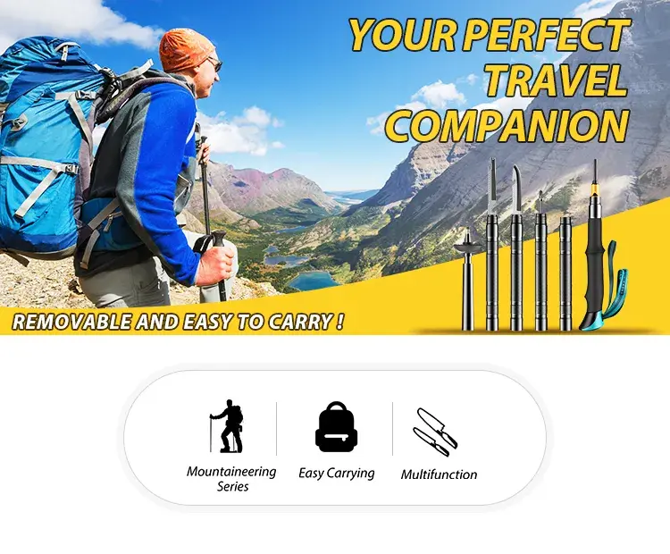 Collapsible Aluminium Multifunctional Tactical Trekking Survival Pole Tactical Walking Stick