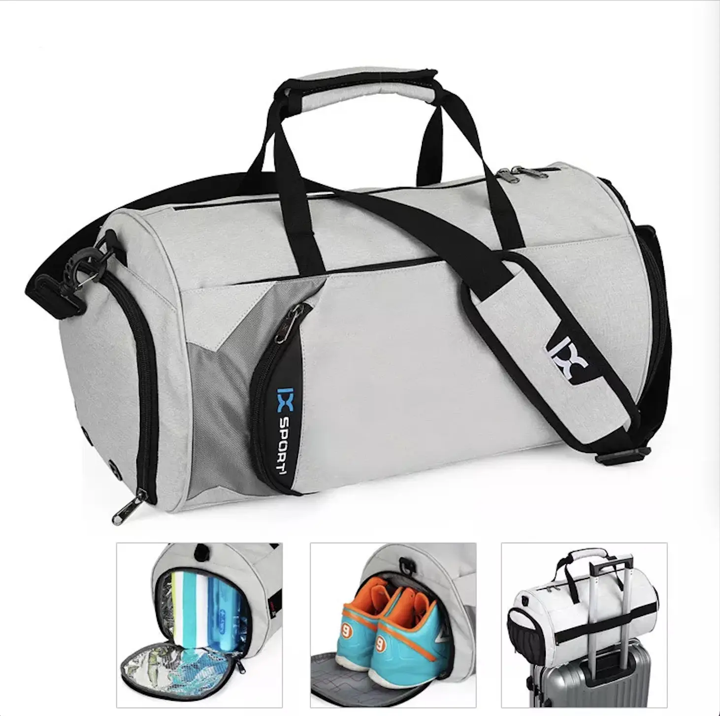 customized large capacity waterproof sports gym bags men women travel duffel bag with shoe compartment