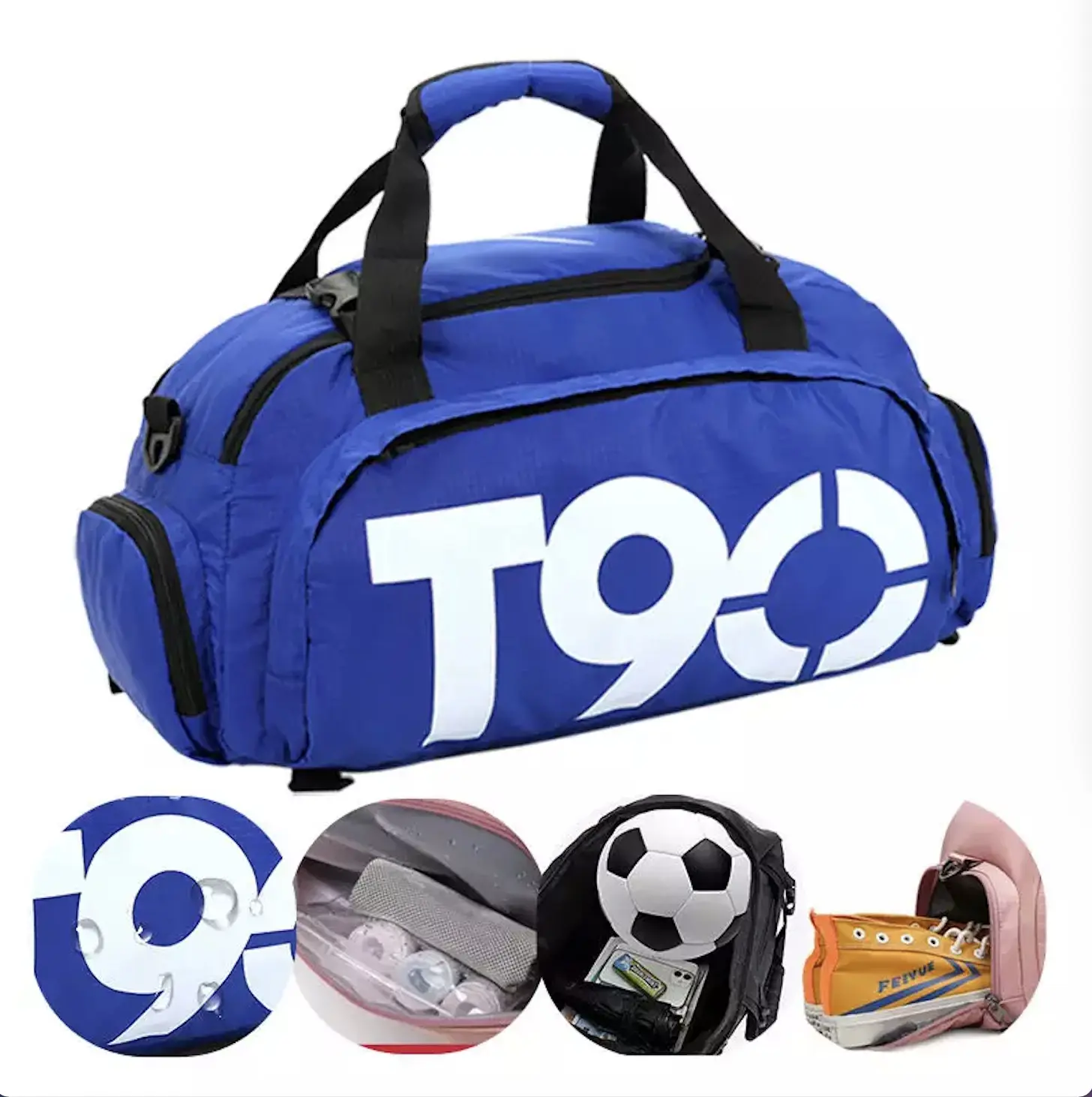 Custom Logo Travel Duffel Bag With Shoe Compartment T90 Basketball Football Training Soccer Ball Sports Women Men Duffle Gym Bag