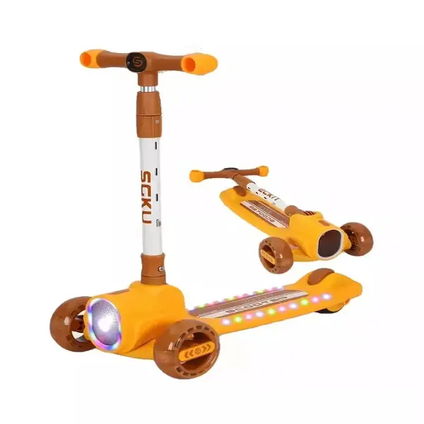 Folding Child Scooter Plastic PU flashing Wheel Skate Scooter For Kids 3-8 Years Old Children’s Scooter