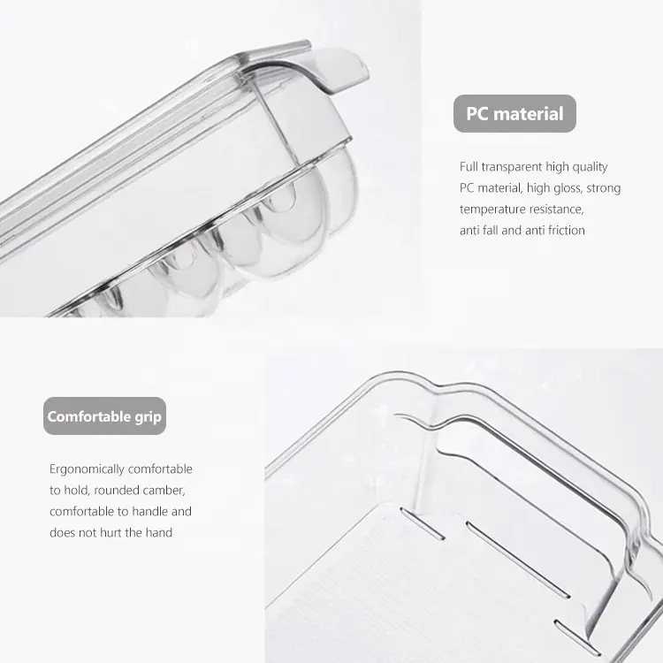 12 Spec. PC Transparent Drinks Eggs Kitchen Organizer Stackable Refrigerator Food Storage Organizer Containers Bins Set