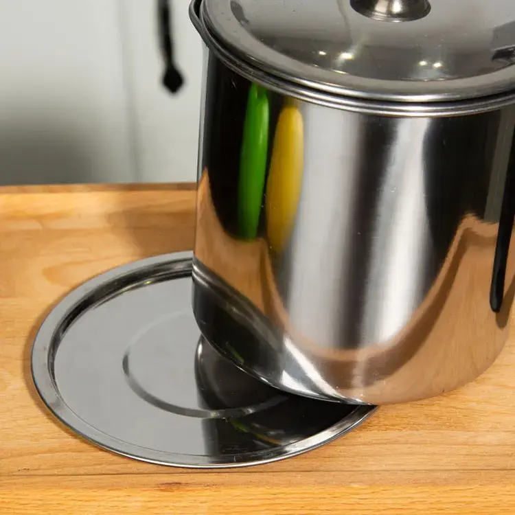 Leak-Proof 304 Stainless Steel Filter Cooking Frying Oil Keeper Can Pot Food Bacon Oil Grease Container With Strainer