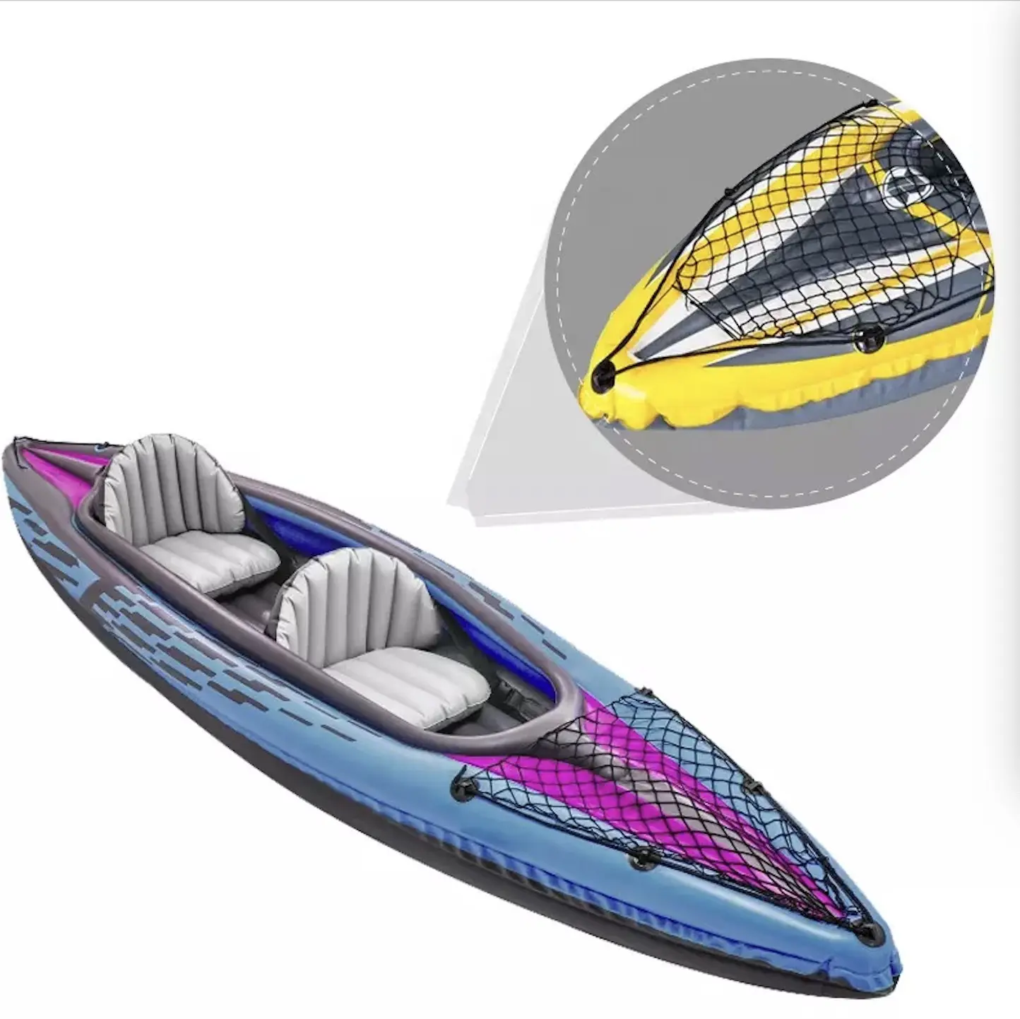 Professional wholesale high quality outdoor Custom 2 Person PVC drop stitch rowing canoe Inflatable Kayak for Fishing