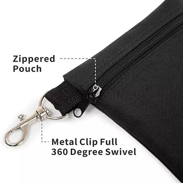 Golf Tee Pouch Custom Logo Professional Zipper Bag Golf Tee Pouch with Metal Lobster Claw Clip