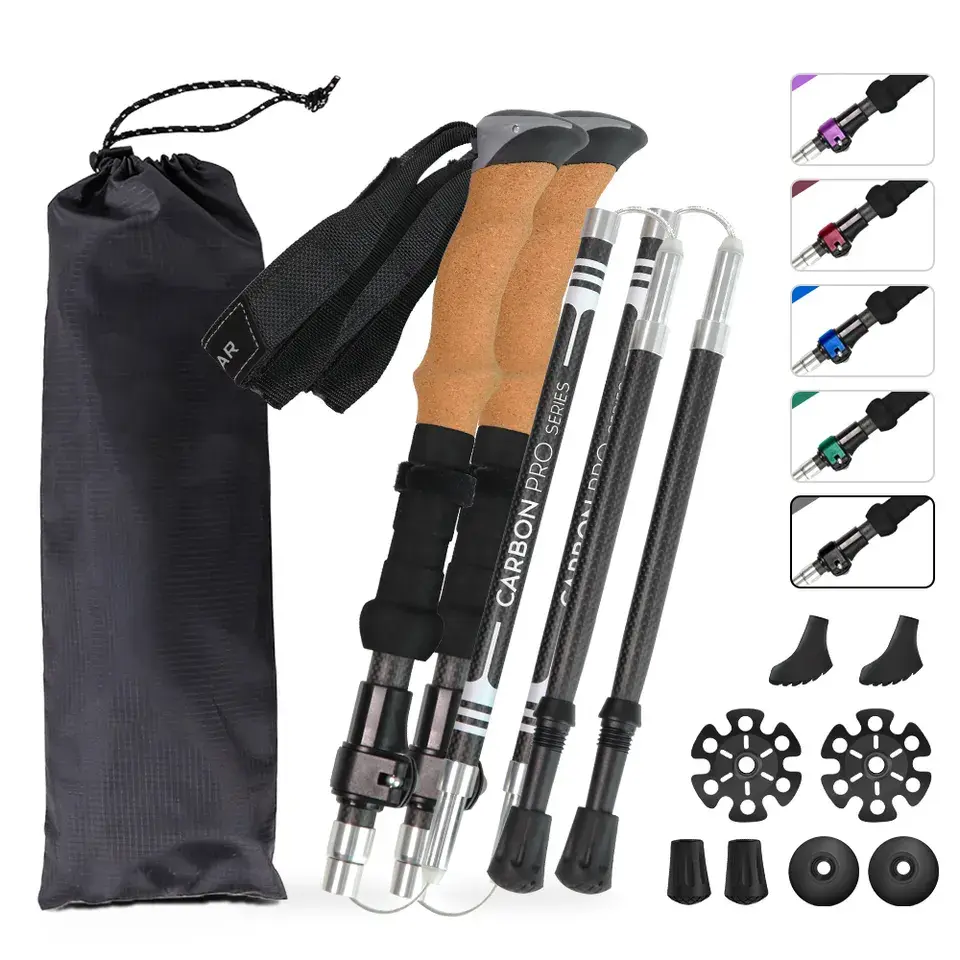 Nordic Alpine Style Foldable 3K Carbon Fiber Trekking Pole For Hiking Featured Image