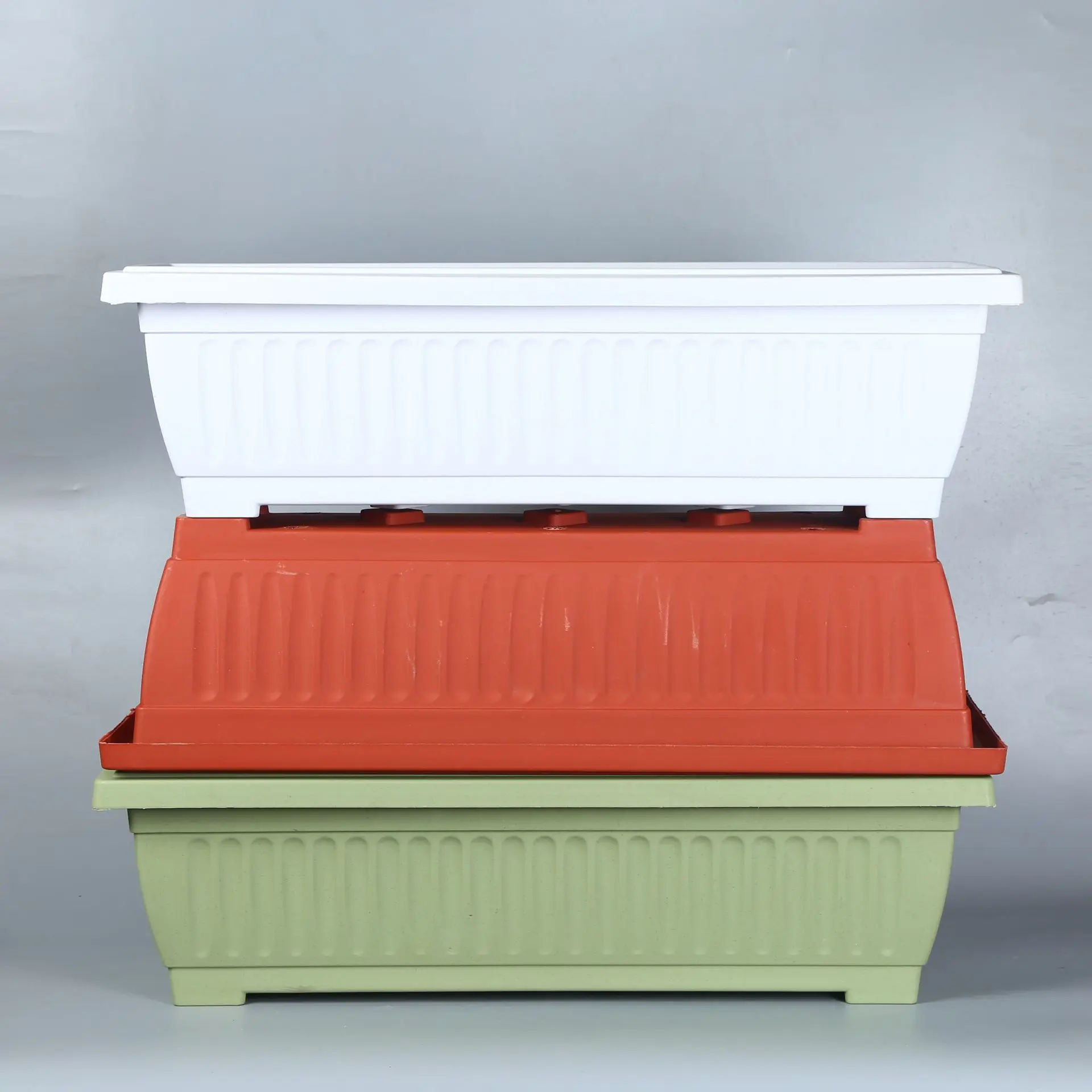 Balcony outdoor rectangular plastic flower pot Base vegetable pot Flower strawberry green leafy vegetable long strip pot Hohlen pot