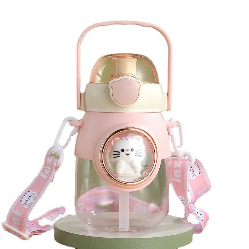 Through space capsule plastic cup food grade pc plastic large capacity girl baby water bottle for school