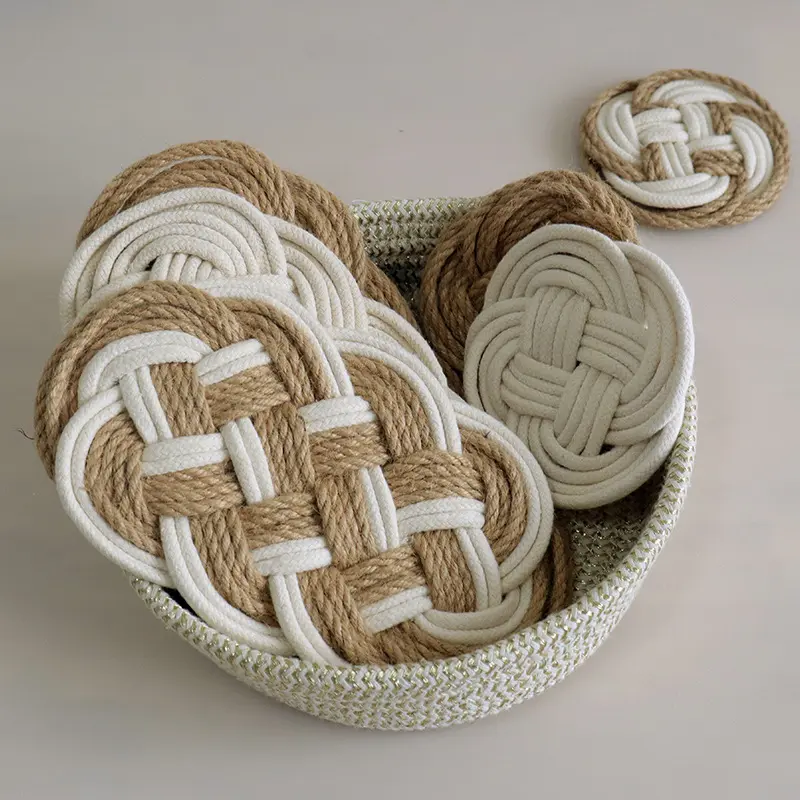 Stock hand-woven insulating mats, Nordic style cotton and linen material, home kitchen coasters, plate mats