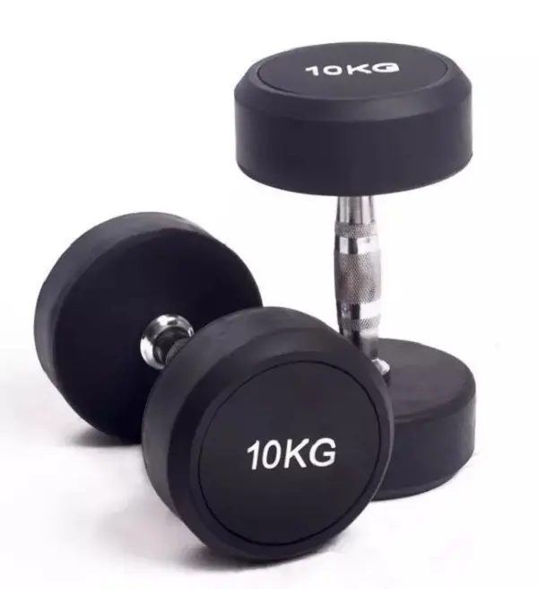 Gym Home Equipment Adjustable Cast Iron Coated Round Rubber Dumbbells Set Weights Lifting Dumbbells
