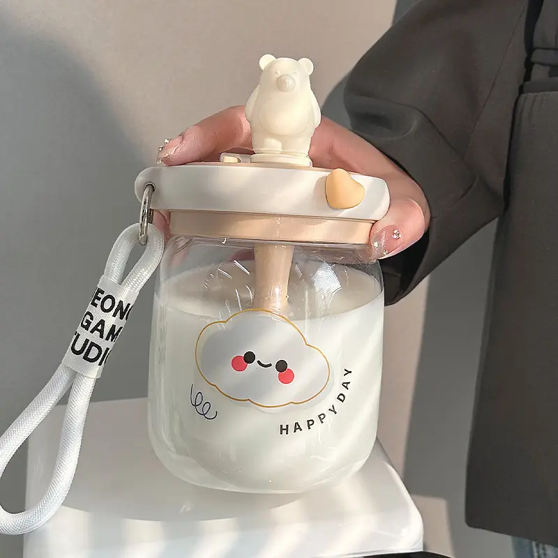 Water cup girl large capacity plastic cup stirring straw cup 2022 new student portable high-value breakfast cup