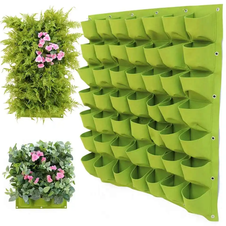 Fabric garden supplies felt vertical plant grow wall with handles Featured Image
