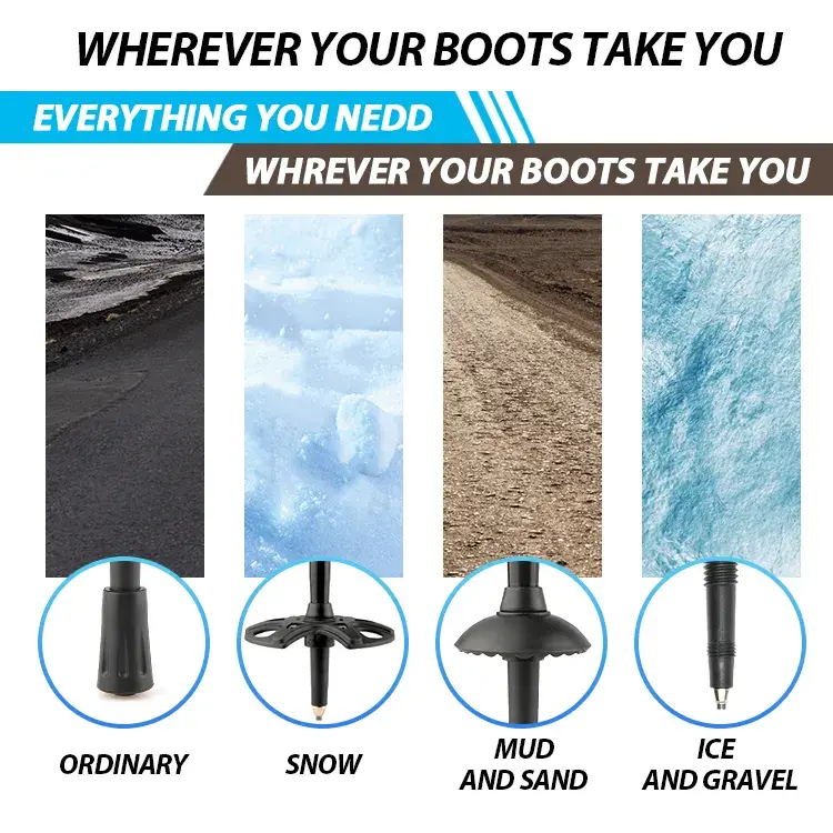 Nordic Alpine Style Foldable 3K Carbon Fiber Trekking Pole For Hiking