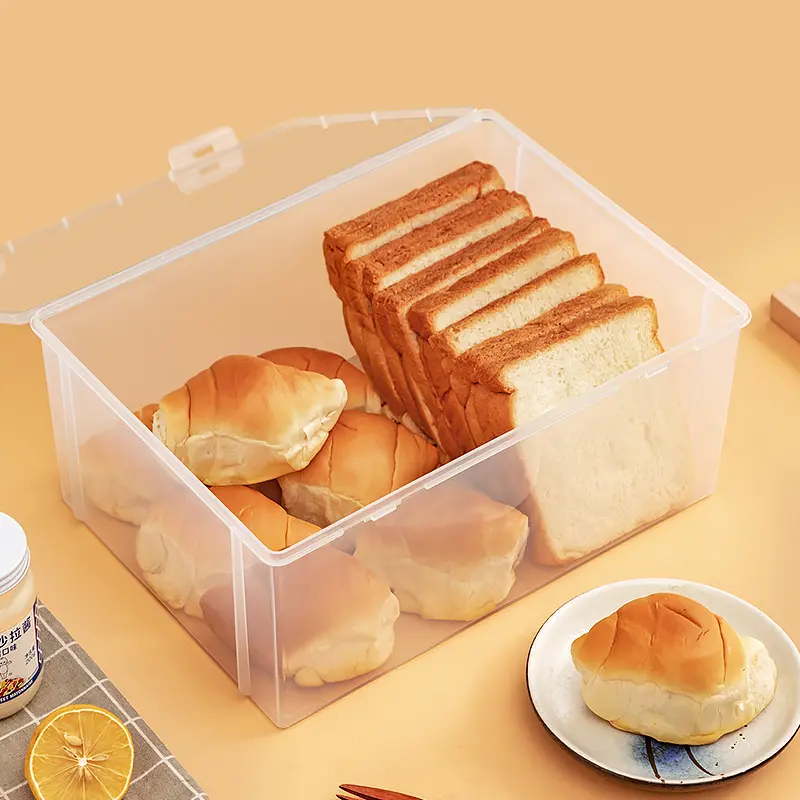 Household crisper box, transparent plastic toast bread storage box for food grade refrigerator, kitchen refrigerator storage box