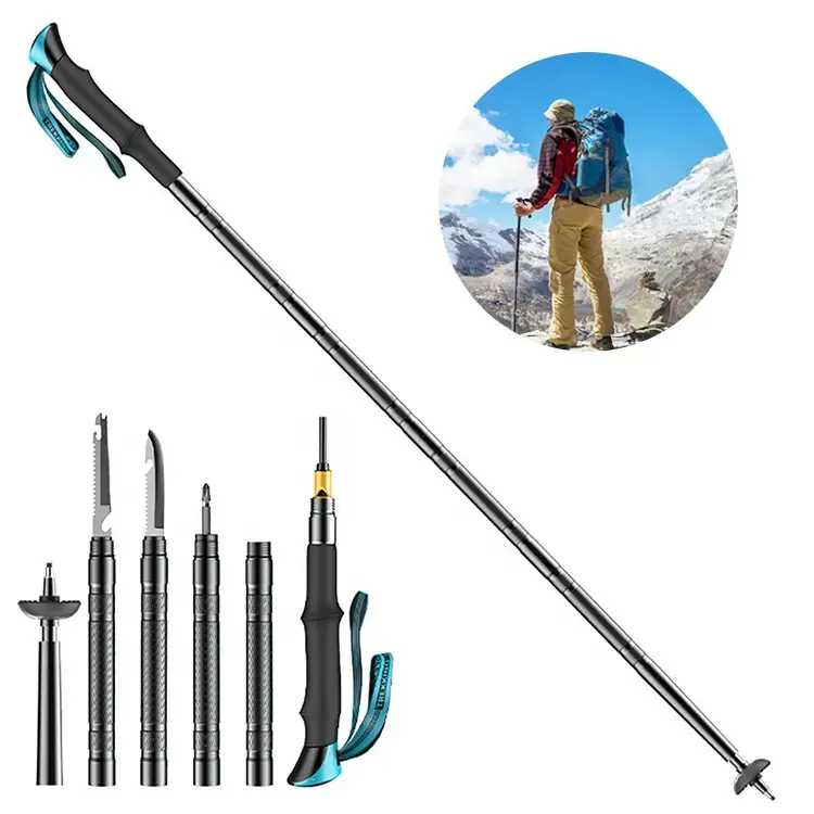 Collapsible Aluminium Multifunctional Tactical Trekking Survival Pole Tactical Walking Stick Featured Image