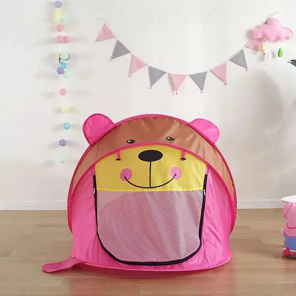 2022 Wholesale Foldable Children’s Cartoon Bear Pop Up Toy Tents Kid’s Indoor And Outdoor Toy Teepee