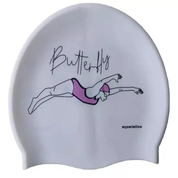 OEM Customized Printed Logo Brand Suitable Seamless Silicone Swimming Cap Featured Image