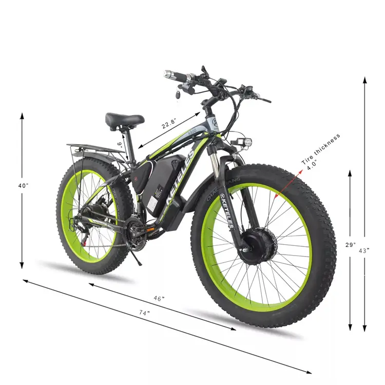 K800 Double Motor 2 Wheel Drive 2000W Powerful Motor 17.5AH Lithium Battery Electric Bicycle 26×4.0 inch Fat Tire E-Bike