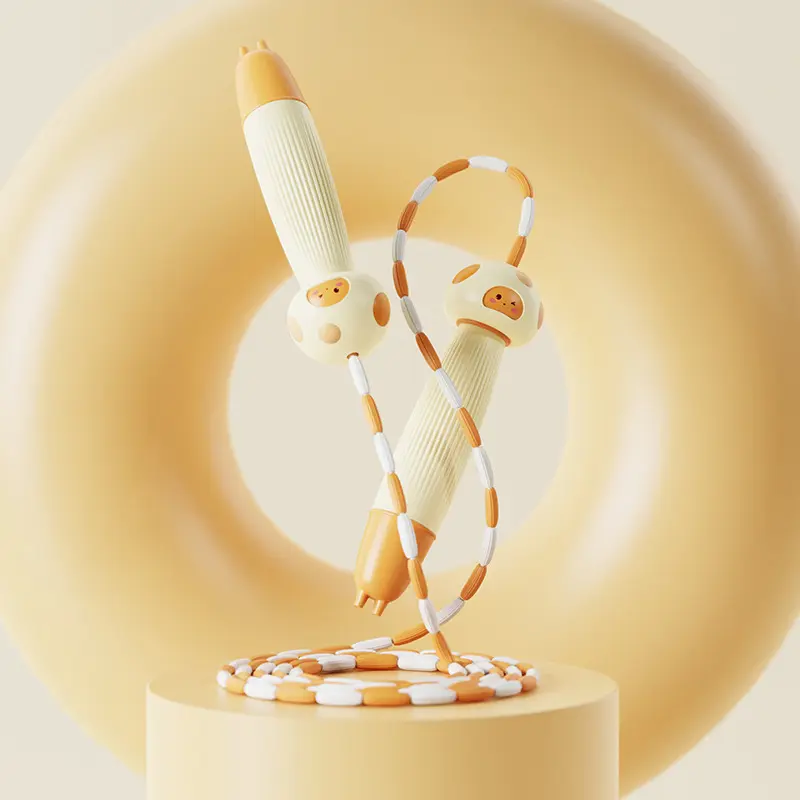 Children’s bamboo knots jump rope kindergarten pattern soft beads beginner jump rope cartoon silicone adjustable