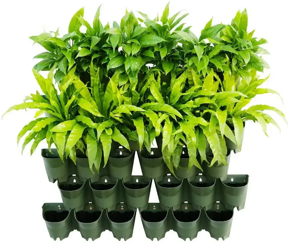Plastic Vertical Green Stackable Self Watering Flower Pot Tower Green Wall Planter Featured Image