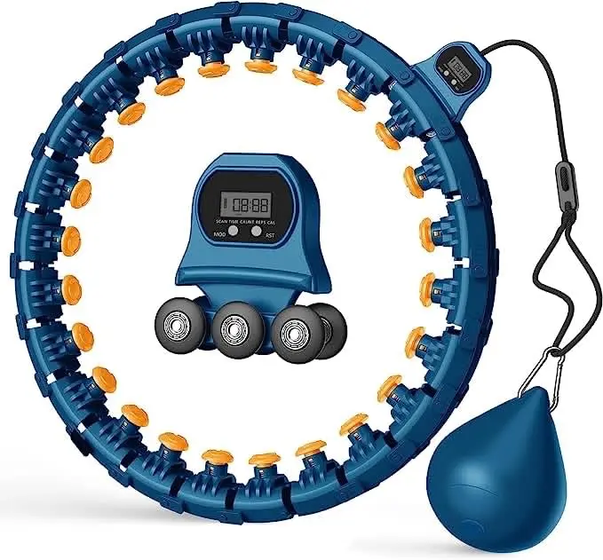 Weighted Infinity Smart Hula Hoop, 24 Removable Knotty Hula Strap Counters, 2-in-1 Abdominal Fitness Information Device