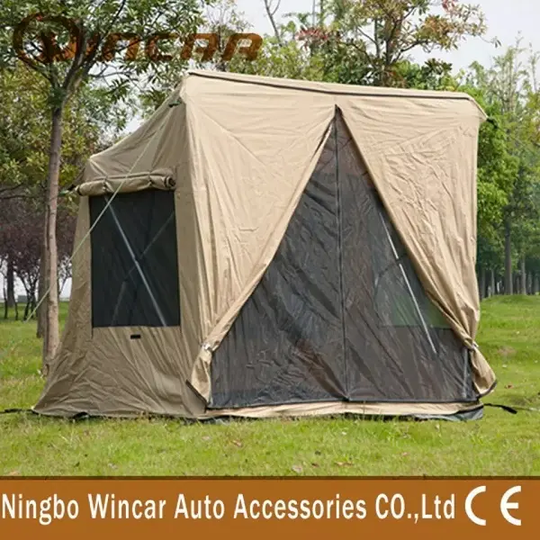 280G Canvas 30-Second Ground Tent Quick Up Tent With AWNING