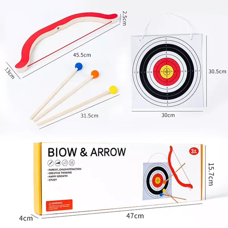 Hunting Children Funny Shooting Archery Sport Kids Outdoor Game Eye Coordination Training Wood Bow And Arrow Set with target