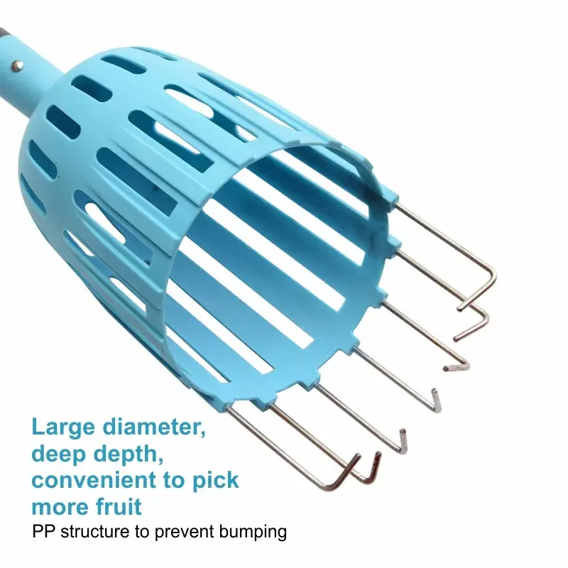 Fruit Picker Tool Adjustable Fruit Picker with Basket Apple Orange Pear Picker with Light-Weight Stainless Steel Pole