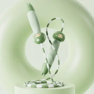 Children’s bamboo knots jump rope kindergarten pattern soft beads beginner jump rope cartoon silicone adjustable