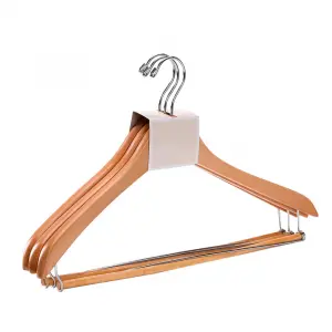 high quality cheap natural china wooden hanger clothes hanger lock with round bar